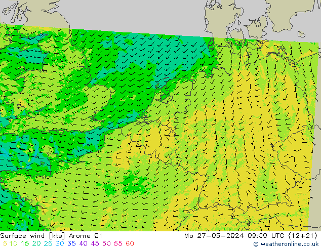Wind 10 m Arome 01 ma 27.05.2024 09 UTC