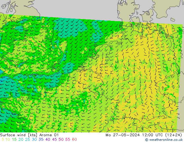 Wind 10 m Arome 01 ma 27.05.2024 12 UTC