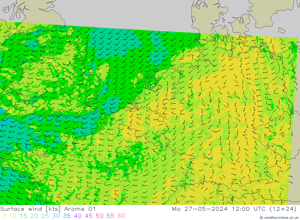 Bodenwind Arome 01 Mo 27.05.2024 12 UTC