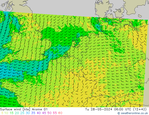 Bodenwind Arome 01 Di 28.05.2024 06 UTC