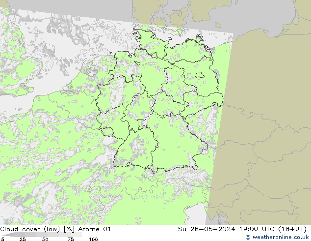 nízká oblaka Arome 01 Ne 26.05.2024 19 UTC