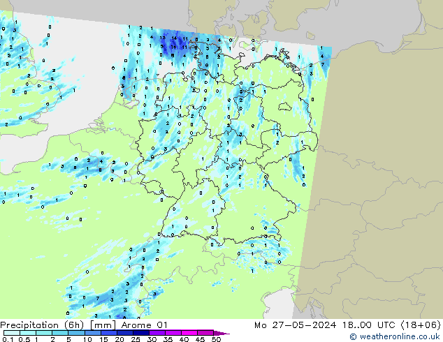 Precipitación (6h) Arome 01 lun 27.05.2024 00 UTC