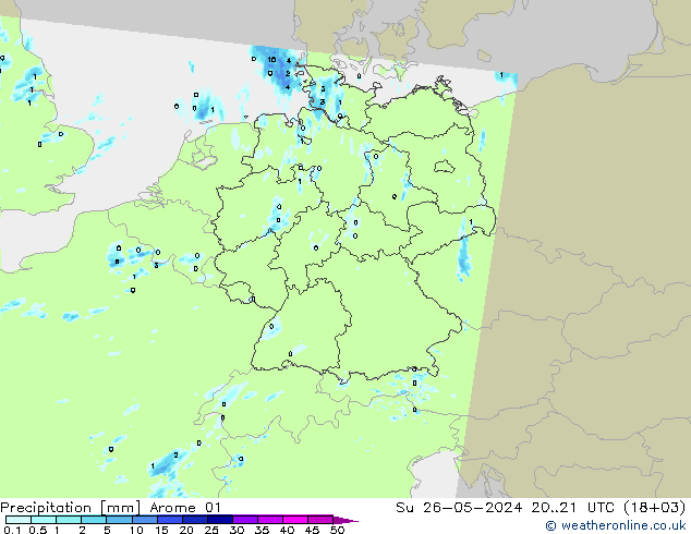 Precipitación Arome 01 dom 26.05.2024 21 UTC