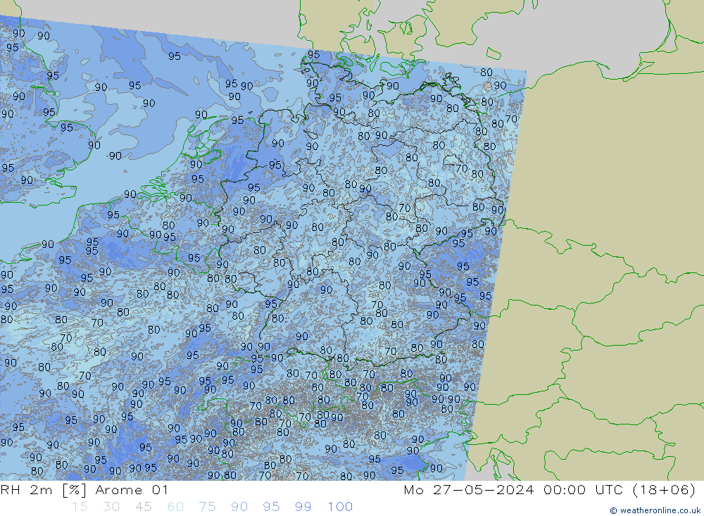 RH 2m Arome 01 пн 27.05.2024 00 UTC