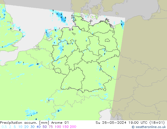 Nied. akkumuliert Arome 01 So 26.05.2024 19 UTC