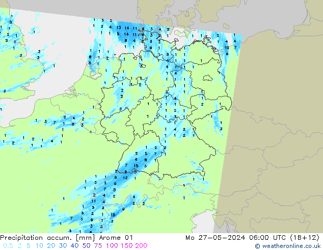 Toplam Yağış Arome 01 Pzt 27.05.2024 06 UTC