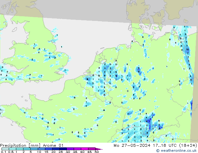 Precipitation Arome 01 Mo 27.05.2024 18 UTC