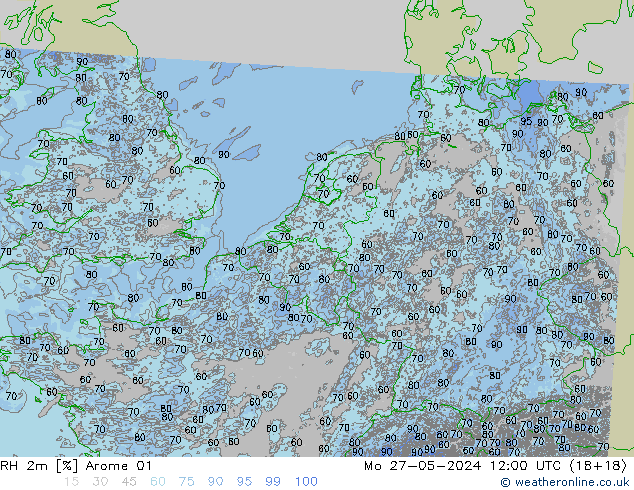 RH 2m Arome 01 Mo 27.05.2024 12 UTC