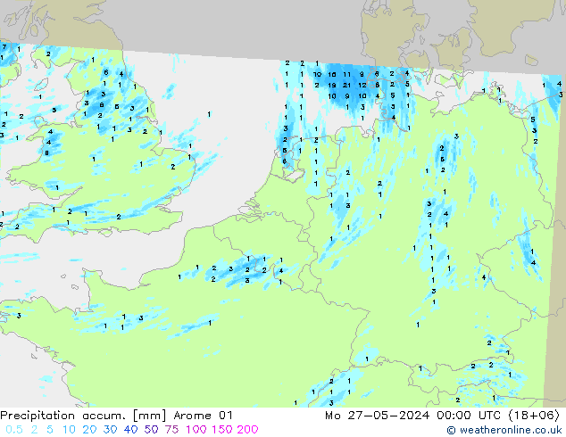 Nied. akkumuliert Arome 01 Mo 27.05.2024 00 UTC