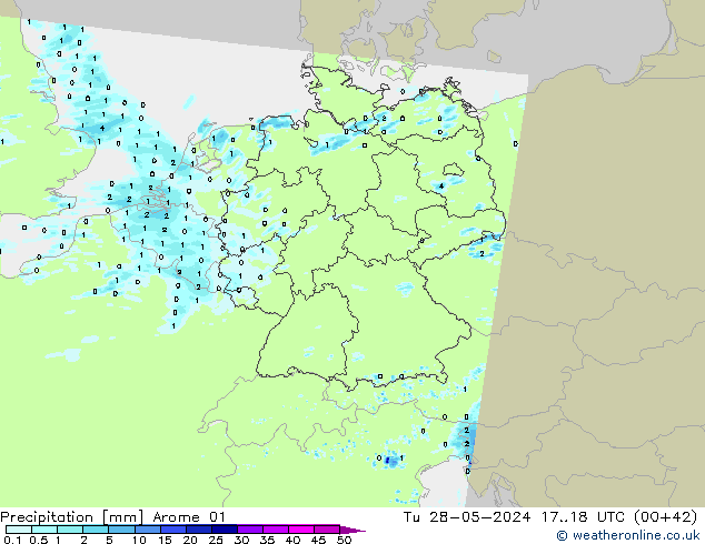 Precipitation Arome 01 Tu 28.05.2024 18 UTC