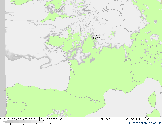 Wolken (mittel) Arome 01 Di 28.05.2024 18 UTC