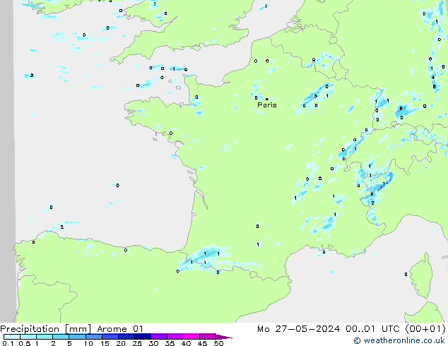 Precipitation Arome 01 Mo 27.05.2024 01 UTC