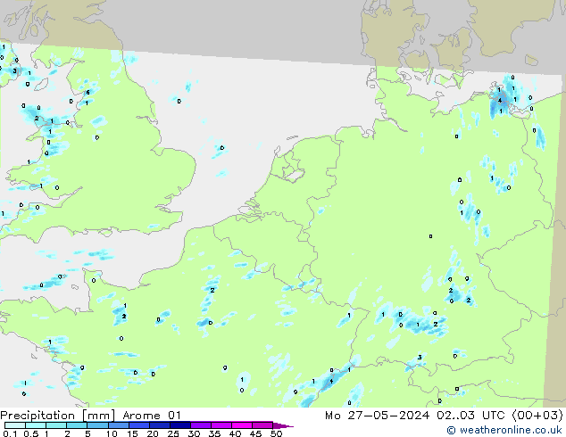 Yağış Arome 01 Pzt 27.05.2024 03 UTC