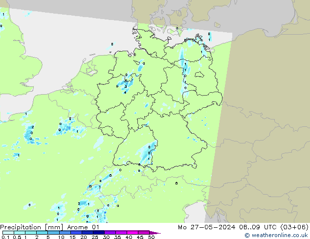 Niederschlag Arome 01 Mo 27.05.2024 09 UTC