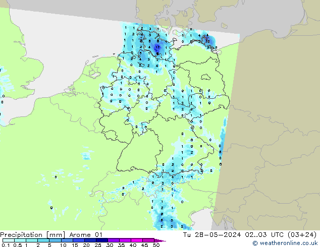 осадки Arome 01 вт 28.05.2024 03 UTC