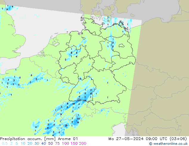 Precipitation accum. Arome 01 пн 27.05.2024 09 UTC