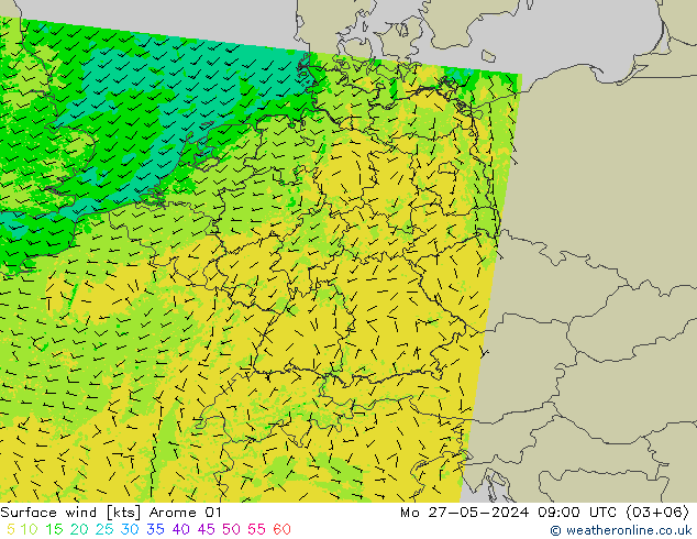 Vento 10 m Arome 01 Seg 27.05.2024 09 UTC