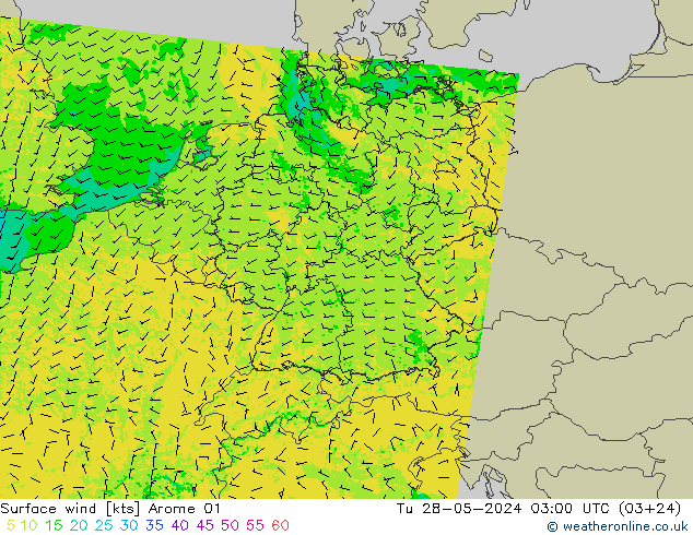 Surface wind Arome 01 Tu 28.05.2024 03 UTC