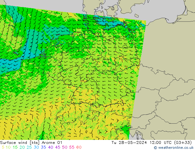 Surface wind Arome 01 Tu 28.05.2024 12 UTC