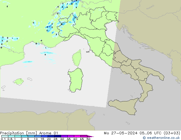 Yağış Arome 01 Pzt 27.05.2024 06 UTC