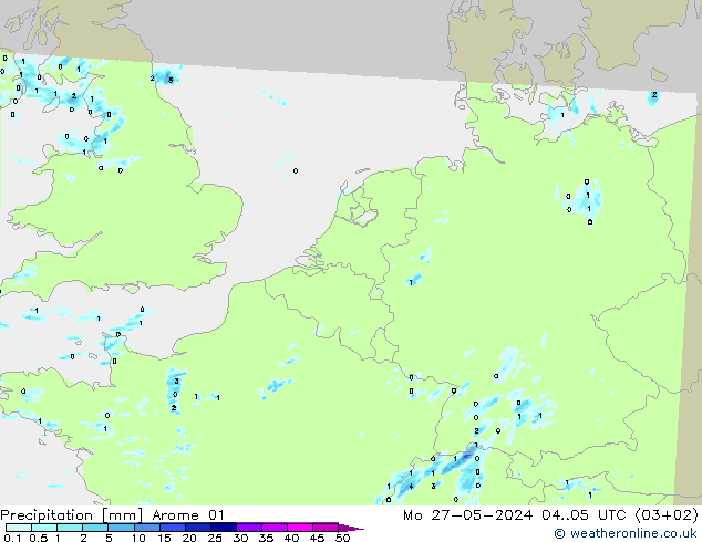 降水 Arome 01 星期一 27.05.2024 05 UTC