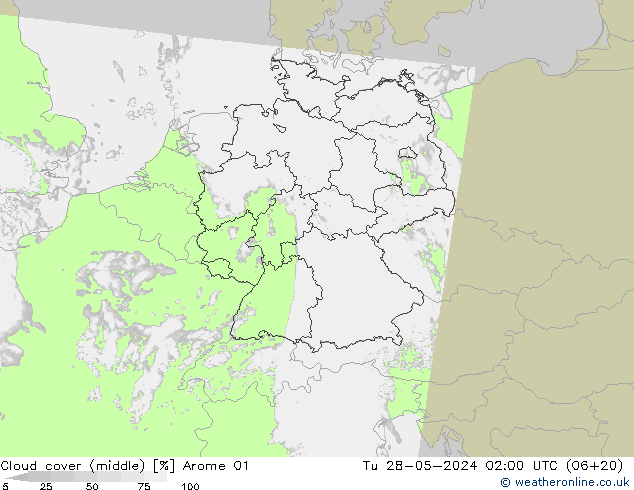 Nubi medie Arome 01 mar 28.05.2024 02 UTC