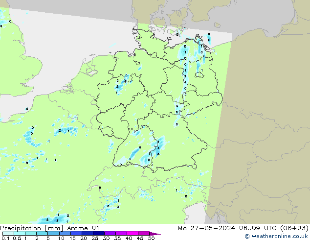 Precipitazione Arome 01 lun 27.05.2024 09 UTC