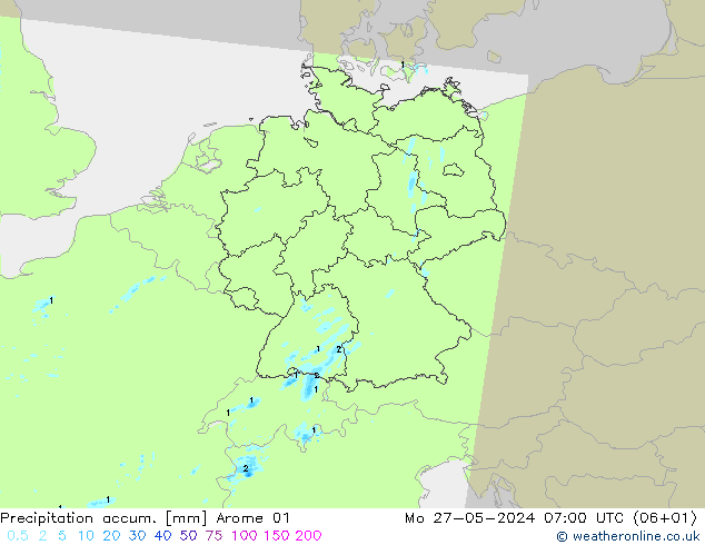 Precipitación acum. Arome 01 lun 27.05.2024 07 UTC