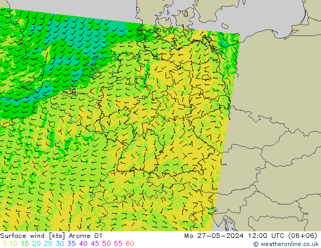 Surface wind Arome 01 Po 27.05.2024 12 UTC