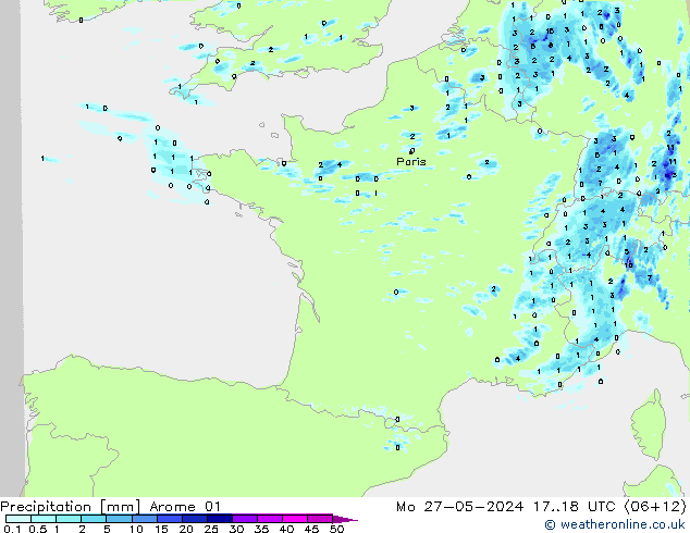 Précipitation Arome 01 lun 27.05.2024 18 UTC