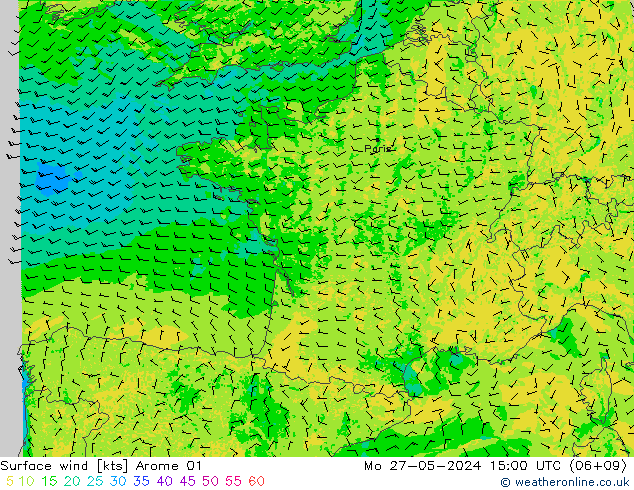 Surface wind Arome 01 Mo 27.05.2024 15 UTC