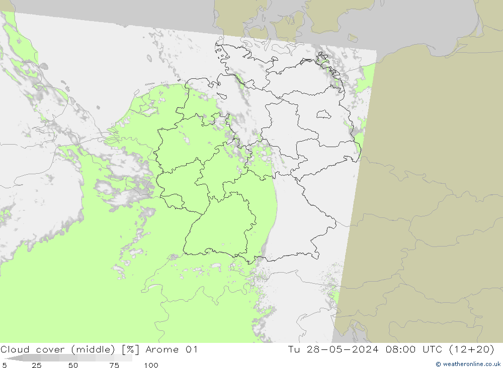 Nubi medie Arome 01 mar 28.05.2024 08 UTC