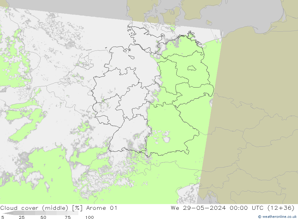 oblačnosti uprostřed Arome 01 St 29.05.2024 00 UTC