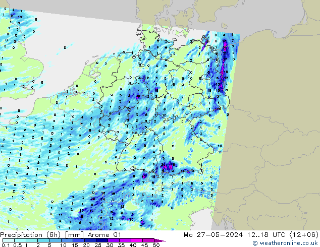 осадки (6h) Arome 01 пн 27.05.2024 18 UTC