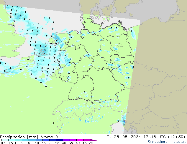 Précipitation Arome 01 mar 28.05.2024 18 UTC