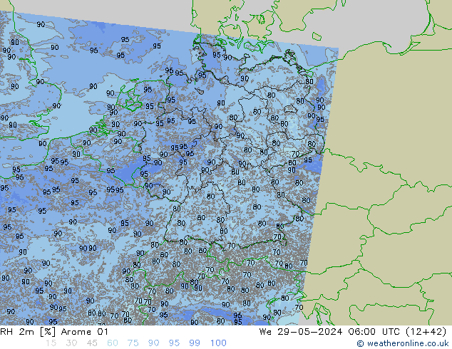 RH 2m Arome 01 St 29.05.2024 06 UTC