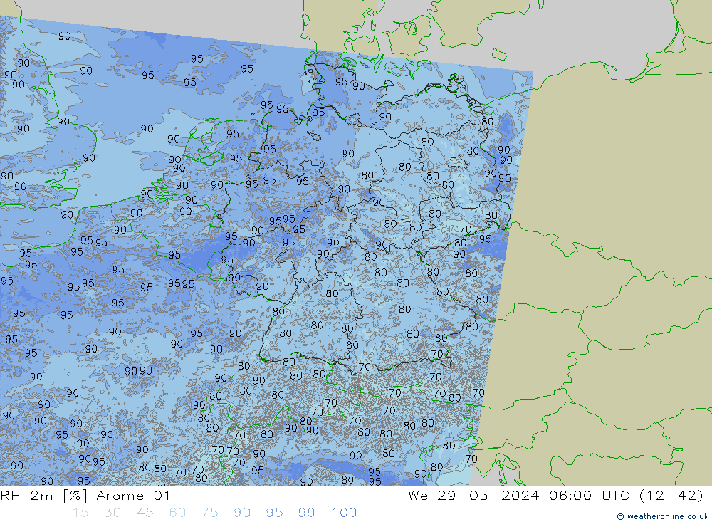 RH 2m Arome 01 We 29.05.2024 06 UTC