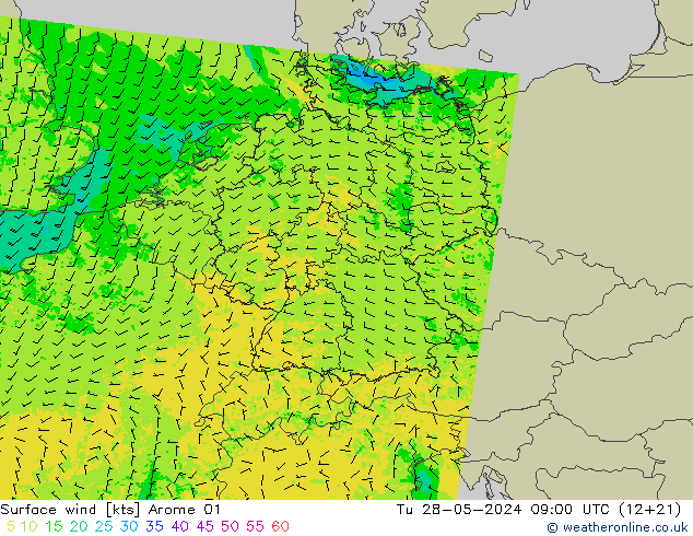 Bodenwind Arome 01 Di 28.05.2024 09 UTC