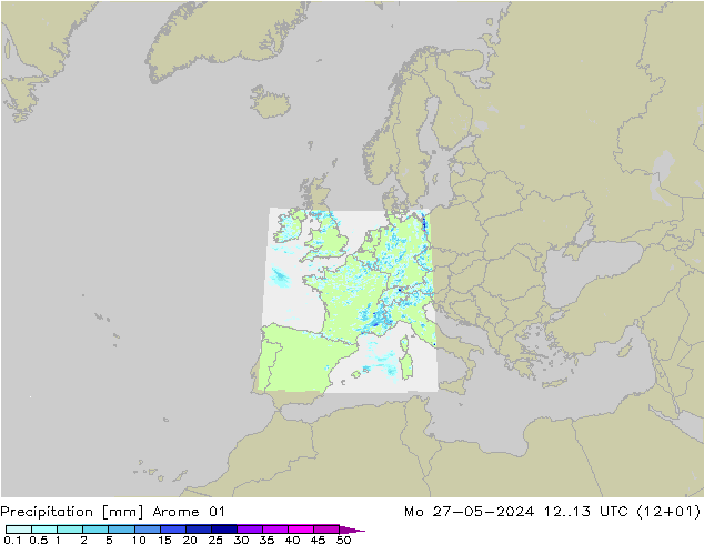 降水 Arome 01 星期一 27.05.2024 13 UTC