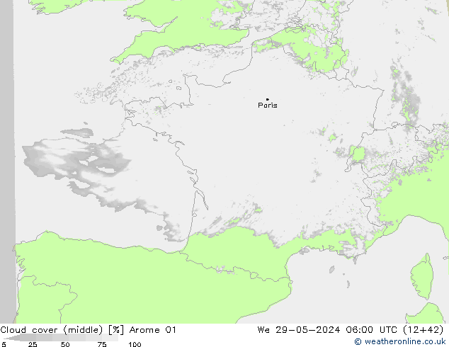 Bulutlar (orta) Arome 01 Çar 29.05.2024 06 UTC