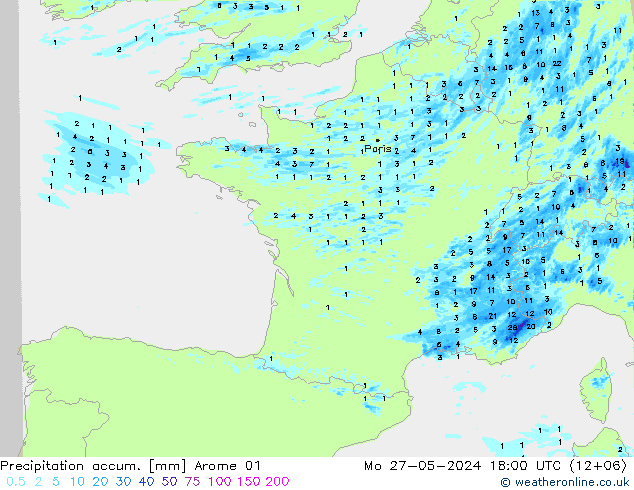 Nied. akkumuliert Arome 01 Mo 27.05.2024 18 UTC