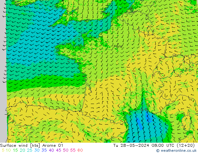 Bodenwind Arome 01 Di 28.05.2024 08 UTC