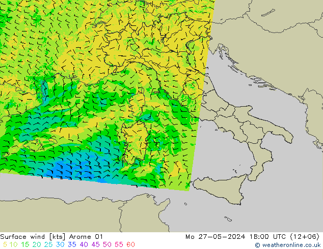 Surface wind Arome 01 Mo 27.05.2024 18 UTC