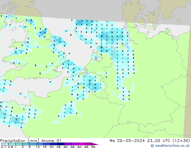 Precipitazione Arome 01 mer 29.05.2024 00 UTC