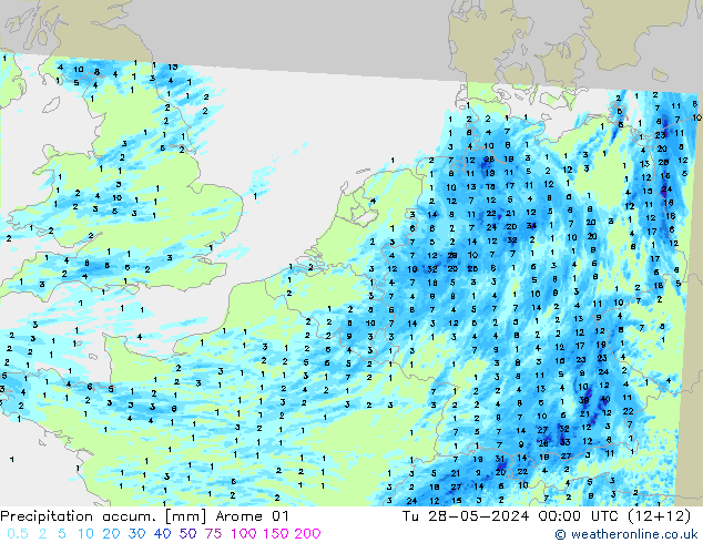 Toplam Yağış Arome 01 Sa 28.05.2024 00 UTC