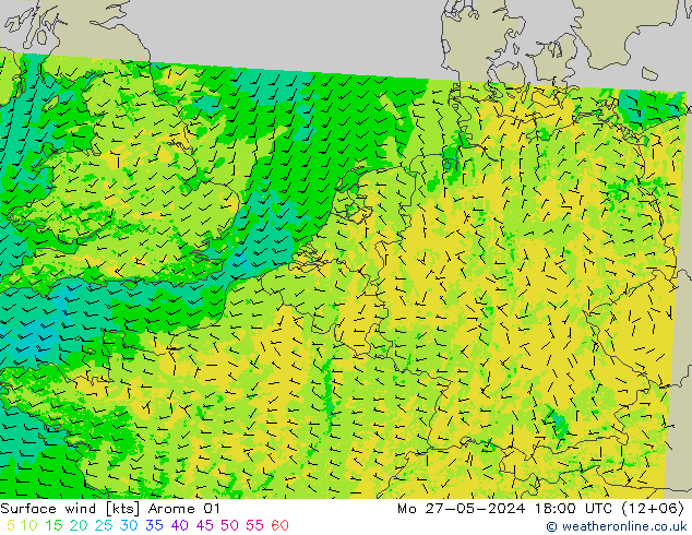 Bodenwind Arome 01 Mo 27.05.2024 18 UTC