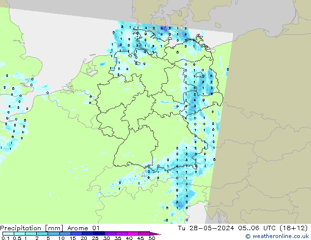 Precipitación Arome 01 mar 28.05.2024 06 UTC
