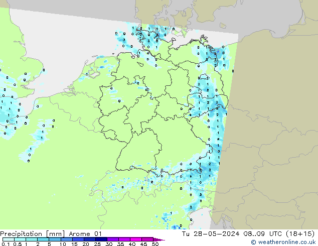 Srážky Arome 01 Út 28.05.2024 09 UTC