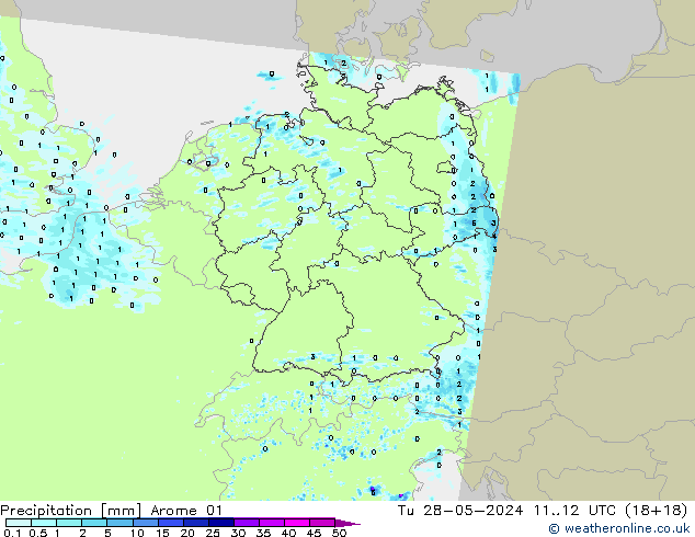 Precipitation Arome 01 Tu 28.05.2024 12 UTC