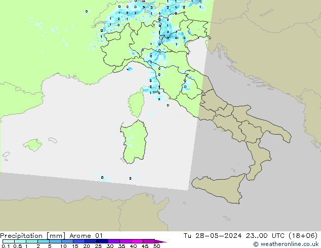 Neerslag Arome 01 di 28.05.2024 00 UTC